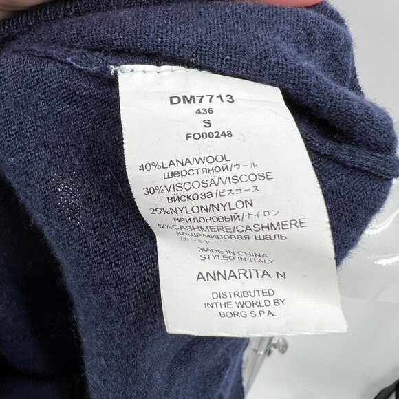 AnnaRita N Knit Couture Blue Pullover Sweater with Beaded Shoulders Chain Fringe - Picture 8 of 9